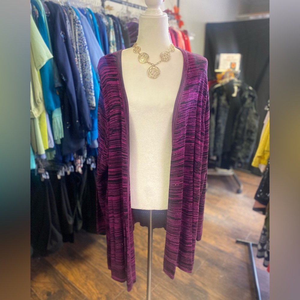 Women's Purple Open-Front cardigan sweater